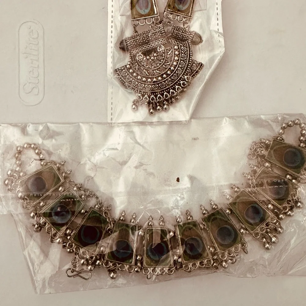NWT Stunning Peacock Feather Jewelry Set (Navratri/Garba) - Picture 1 of 1